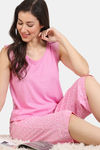 Zivame Summer Thyme Knit Cotton Capri Set - Begonia pink — thumbnail 1